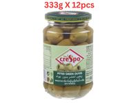 Crespo Pitted Green Olives Jar (Pack Of 12 X 333g)