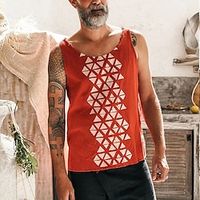 Graphic Geometric Fashion Designer Casual Men's 3D Print Tank Top Vest Top Undershirt Sleeveless T Shirt for Men Daily Holiday Vacation T shirt Black Red Khaki Sleeveless Crew Neck Shirt Summer Lightinthebox