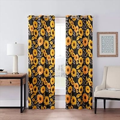 Blackout Curtain Sunflowers Curtain Drapes For Living Room Bedroom Kitchen Window Treatments Thermal Insulated Room Darkening Lightinthebox