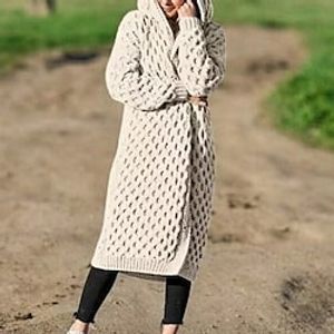 Women's Cardigan Sweater Jumper Crochet Knit Knitted Solid Color Open Front Basic Stylish Outdoor Daily Drop Shoulder Winter Fall Purple Yellow S M L / Long Sleeve / Casual / Regular Fit miniinthebox