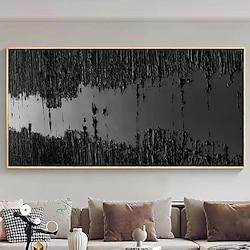 Dark Side of the Moon Wall Art Black Painting Handpainted Oil Painting 3D Textured canvas wall Art Living Room Decoration Lightinthebox