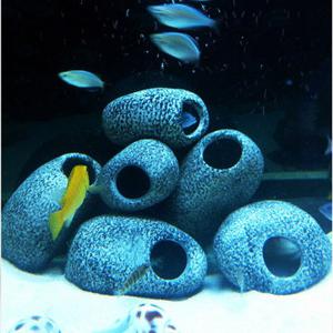 Aquarium Cichlid Stones Ceramic Rock Cave Ornament Fish Tank Decoration Shrimp