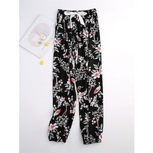 Women's Loungewear Pants Animal Flower Casual Comfort Soft Home Daily Vacation Rayon Breathable Pant Elastic Waist Summer Spring Light Pink Black Lightinthebox