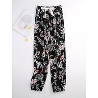 Women's Loungewear Pants Animal Flower Casual Comfort Soft Home Daily Vacation Rayon Breathable Pant Elastic Waist Summer Spring Light Pink Black Lightinthebox - thumbnail