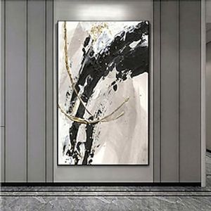 Oil Painting Handmade Hand Painted Wall Art Modern Minimalist Black and Gray Abstract Home Decoration Decor Rolled Canvas No Frame Unstretched miniinthebox