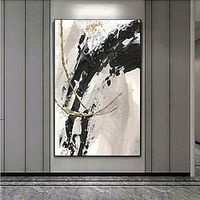 Oil Painting Handmade Hand Painted Wall Art Modern Minimalist Black and Gray Abstract Home Decoration Decor Rolled Canvas No Frame Unstretched miniinthebox - thumbnail