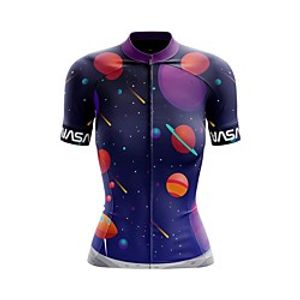 21Grams Women's Short Sleeve Cycling Jersey Summer Spandex Polyester Dark Blue Galaxy Bike Jersey Top Mountain Bike MTB Road Bike Cycling Breathable Back Pocket Sports Clothing Apparel / Stretchy miniinthebox