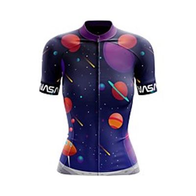 21Grams Women's Short Sleeve Cycling Jersey Summer Spandex Polyester Dark Blue Galaxy Bike Jersey Top Mountain Bike MTB Road Bike Cycling Breathable Back Pocket Sports Clothing Apparel / Stretchy miniinthebox
