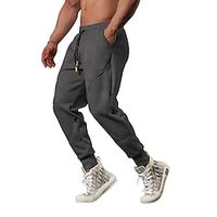 Men's Fleece Pants Joggers Track Pants Outdoor Athleisure Daily Sports Quick Dry Soft Comfortable Drawstring Elastic Waist Plain Full Length Fashion Casual Activewear Black Dark Grey Micro-elastic Lightinthebox - thumbnail