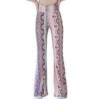 Women's Culottes Wide Leg Leggings Bell Bottom Blue Purple Pink Mid Waist Fashion Casual Weekend Print Micro-elastic Full Length Comfort Paisley S L XXL  Slim Lightinthebox - thumbnail