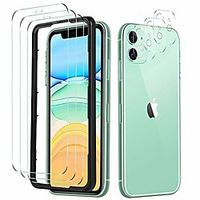 msova tempered glass screen protector replacement for iphone 11,  camera screen protector [3 pieces], 9h toughened glass hd glass bubble free fits replacement for iphone 11 smartphone. clear Lightinthebox - thumbnail