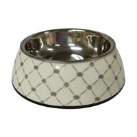 Nutrapet Applique Melamine Round Pet Bowl - Black & White - Small - 160/5.4 ml/oz (14 x 4.5 cm) - thumbnail