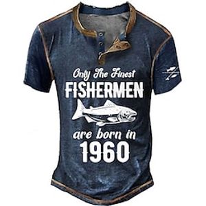 Men's Henley Shirt Tee Graphic Fish Henley Clothing Apparel 3D Print Outdoor Casual Short Sleeve Button-Down Print Fashion Designer Comfortable Lightinthebox