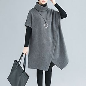 Women's Sweater Dress Black Wine Army Green Short Sleeve Pure Color Patchwork Winter Fall Autumn Turtleneck Winter Dress Fall Dress L XL Lightinthebox