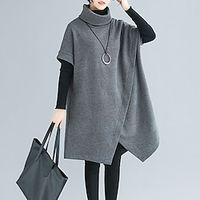 Women's Sweater Dress Black Wine Army Green Short Sleeve Pure Color Patchwork Winter Fall Autumn Turtleneck Winter Dress Fall Dress L XL Lightinthebox - thumbnail