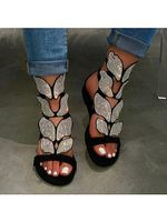 Flat Butterfly Rhinestone Sandals - thumbnail