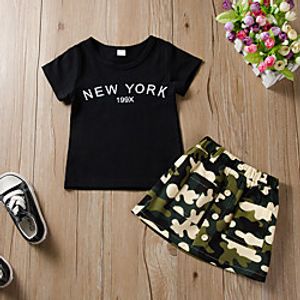 Toddler Girls' Clothing Set Sleeveless Black Graphic Print Active Regular 3-12 Years Lightinthebox
