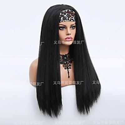 amazon new product wig european and american women black long straight hair yaki chemical fiber wig headgear manufacturers spot wholesale Lightinthebox