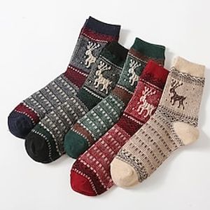 5 Pairs Women's Casual Classic Vintage Retro Crew Socks Home Daily Cartoon Multi Color Lightinthebox