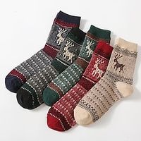 5 Pairs Women's Casual Classic Vintage Retro Crew Socks Home Daily Cartoon Multi Color Lightinthebox - thumbnail