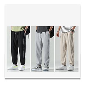 Men's Casual  Sporty Chino Chinos Sweatpants Pants Lines  Waves Black Khaki Light Grey Lightinthebox
