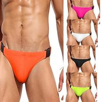 Men's 1pack Swim Briefs Swimwear Drawstring Breathable Soft Color Block Mid Waist Black White  Simple Lightinthebox - thumbnail