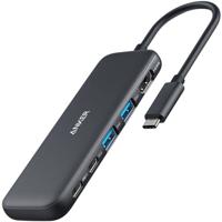 Anker 332 USB-C Hub 5-in-1 Black | 5-in-1 expansion | 4K HDMI output | SD card reader | USB-C PD pass-through