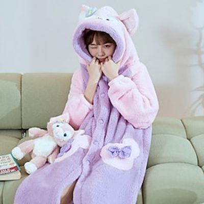 Coral Velvet wearable blanket for Women in Autumn and Winter Cute Plush and Thick Bathrobe wearable blanket Long Flannel Home Lightinthebox