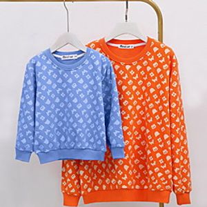 Family Look Sweatshirt Floral Graphic Letter Daily Print Blue Orange Long Sleeve Active Matching Outfits Lightinthebox