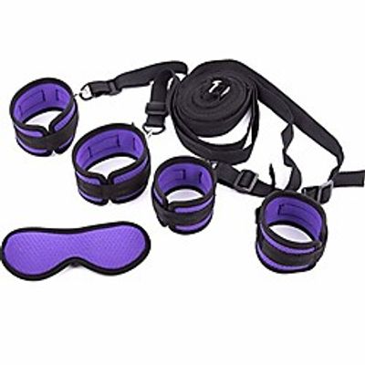 judrr soft and comfortable wrist ankle cuffs straps bedroom rope strap for women adjustable, black nylon set Lightinthebox