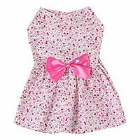 shineweb summer dogs puppy dress floral print bow skirt pet soft outfit party clothes dog t-shirt cat supplies pink s Lightinthebox - thumbnail