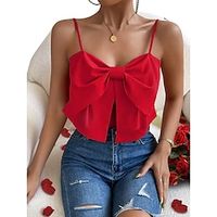 Tank Women's Black Pink Red Solid Color Split Street Daily Fashion Spaghetti Strap S Lightinthebox