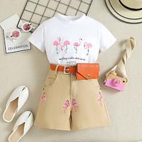 3 Pieces Toddler Girls' Animal Crewneck Shirt Shorts Set Short Sleeve Fashion Outdoor 3-7 Years Summer White Lightinthebox