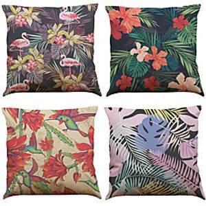 Tropical Plant Double Side Cushion Cover 4PC Soft Decorative Square Throw Pillow Cover Cushion Case Pillowcase for Bedroom Livingroom Superior Quality Machine Washable Indoor Cushion for Sofa Couch Bed Chair Lightinthebox