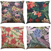 Tropical Plant Double Side Cushion Cover 4PC Soft Decorative Square Throw Pillow Cover Cushion Case Pillowcase for Bedroom Livingroom Superior Quality Machine Washable Indoor Cushion for Sofa Couch Bed Chair Lightinthebox - thumbnail