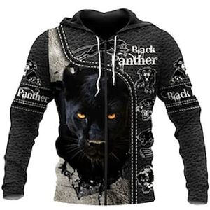 Men's Full Zip Hoodie Jacket Black Hooded Animal Dog Graphic Prints Zipper Print Sports  Outdoor Daily Sports 3D Print Streetwear Designer Casual Spring   Fall Clothing Apparel Hoodies Sweatshirts  Lightinthebox