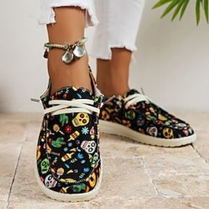 Women's Sneakers Boat Shoes Canvas Shoes Comfort Shoes Driving Shoes Canvas Shoes Outdoor Halloween Summer Flat Heel Round Toe Fashion Vintage Casual Running Shoes Tennis Shoes Canvas Lace-up Lightinthebox