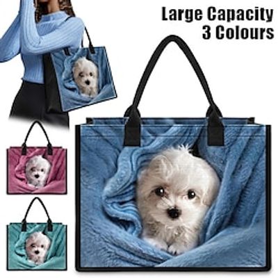 Women's Handbag Tote Boston Bag Polyester Shopping Daily Holiday Print Large Capacity Lightweight Dog Red Blue Green Lightinthebox