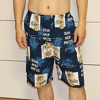 Men's Sleepwear Silk Boxers Pajama Shorts 1 pcs Graphic Prints Stylish Casual Comfort Home Daily Faux Silk Comfort Elastic Waist Summer Spring Black Blue Lightinthebox - thumbnail