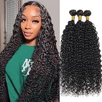 Deep Wave Bundles Human Hair 16 18 20 Inch Brazilian Deep Wave Human Hair Bundles 12A 100% Unprocessed Deep Curly Bundles Human Hair Double Weft Weave Bundles Human Hair Natural Color Lightinthebox - thumbnail