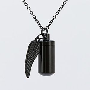 cremation cylinder urn necklace for ashes with angel wing charm stainless steel ashes necklace memorial jewelry ash holder - love Lightinthebox
