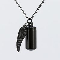 cremation cylinder urn necklace for ashes with angel wing charm stainless steel ashes necklace memorial jewelry ash holder - love Lightinthebox - thumbnail