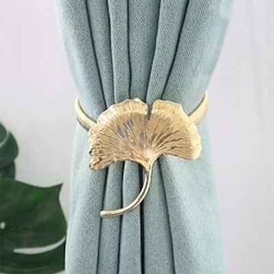 Curtain Tiebacks Zinc Alloy Drapery Holdback with Lengthened Straps Modern Simple Style Curtain Tie Backs Strenchy Wire Rope Curtain Straps for Home Decor Ginkgo Leaf Lightinthebox