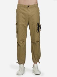 Khaki Durable Muti-Pocket Middle-Waisted Loose Fit Ankle Banded Men's Cargo Pants