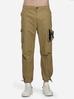 Khaki Durable Muti-Pocket Middle-Waisted Loose Fit Ankle Banded Men's Cargo Pants - thumbnail
