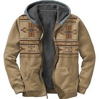 Men's Full Zip Hoodie Jacket Brown Hooded Graphic Prints Zipper Print Casual Daily Sports 3D Print Fleece Basic Boho Designer Fall  Winter Clothing Apparel Hoodies Sweatshirts  Long Sleeve miniinthebox - thumbnail
