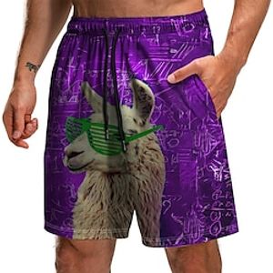 Men's Swim Shorts Swim Trunks Board Shorts Beach Shorts Pocket Drawstring Elastic Waist Animal Graphic Prints Comfort Quick Dry Outdoor Daily Going out Fashion Streetwear Light Purple Purple Lightinthebox
