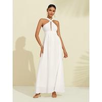 Solid Cross Halter Elegant Midi Dress Lightinthebox - thumbnail