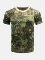 Mens Summer Mesh Quick-drying Printed O-neck Short Sleeve Casual Sport T-shirt