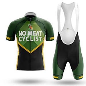 21Grams Men's Short Sleeve Cycling Jersey with Bib Shorts Summer Spandex Polyester Green Bike Clothing Suit 3D Pad Quick Dry Moisture Wicking Breathable Reflective Strips Sports Graphic Mountain Bike Lightinthebox